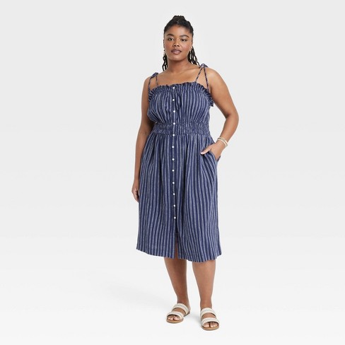 Women's Sleeveless Linen Dress - Universal Thread™ Blue 4x : Target