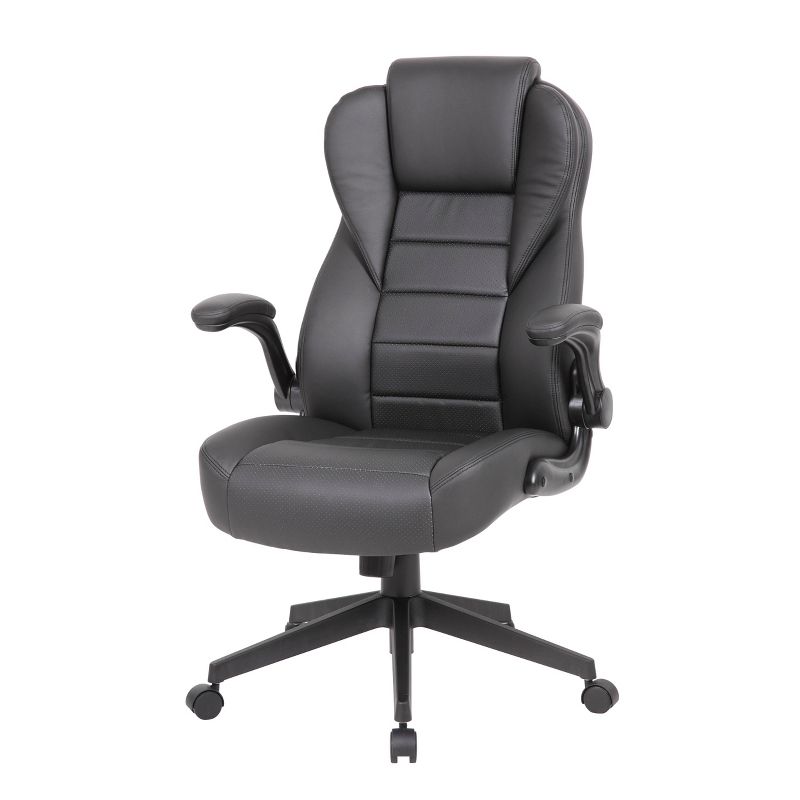 Executive High Back Leatherplus Flip Armchair Black - Boss Office Products, 3 of 10