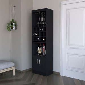 Gulches Bar Cabinet Multistorage with Integrated Wine Storage, Compact Design and High Quality Build - 1 of 4
