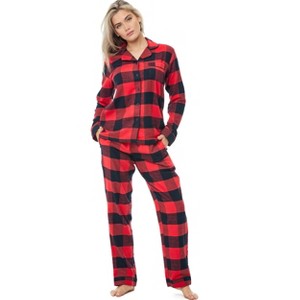 ADR Women's Flannel Pajamas Set, Warm Cotton Women's Flannel Pajama Pants with Pockets & Button Up Flannel Pajama Top - 1 of 4