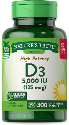 Nature's Truth Vitamin D3 5000 Iu | 300 Softgels : Target