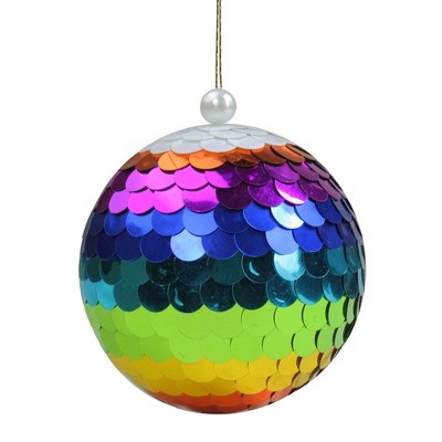 Northlight Vibrantly Colored Shiny Sequin Rainbow Hanging Christmas Ball Ornament 4.75" (120mm)