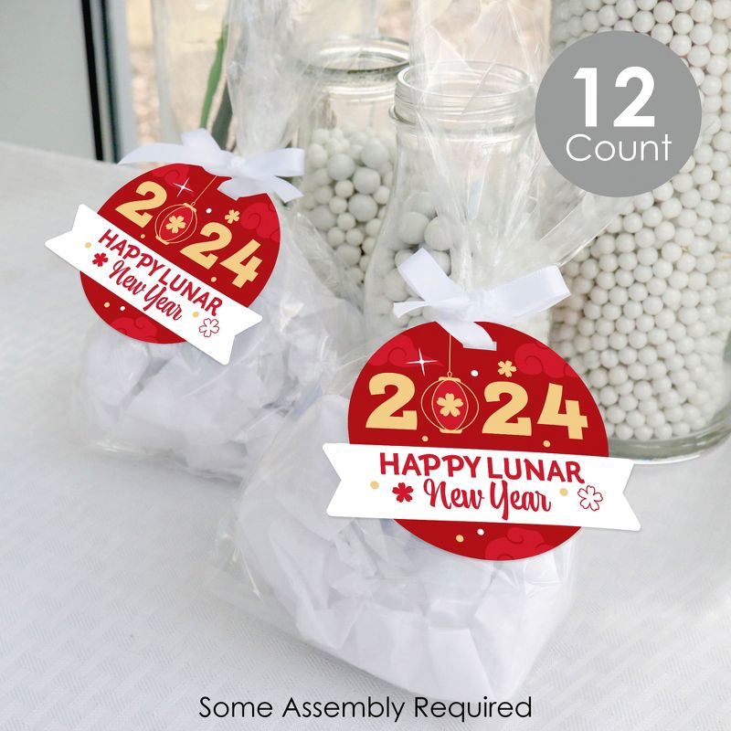 Big Dot of Happiness Lunar New Year - 2024 Year of the Dragon Clear Goodie Favor Bags - Treat Bags With Tags - Set of 12, 2 of 9