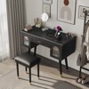 FONTOI Elegant Vanity Makeup Table with Chair, Dressing Table with Organizer, Writing Desk, Black, 29.5"*18"*39.8" - 2 of 4