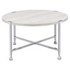 42.5" Oak and Chrome Round Coffee Table with Streamlined Metal Legs for Living Room - 2 of 4