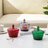 Slickblue Set of 2 Vintage Embossed Glass Candy Jars with Lids – 10 oz, 6 Different Colors - 2 of 4