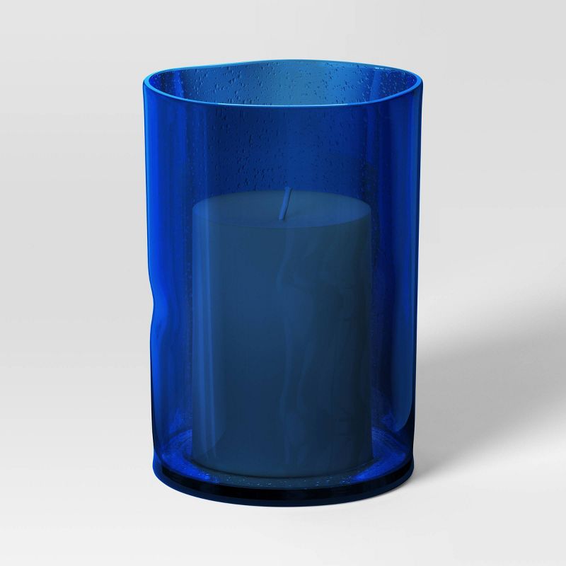 Medium Glass Hurricane Pillar Candle Holder Blue - Threshold&#8482;, 4 of 5