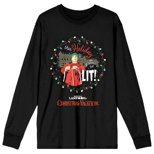 National Lampoon's Christmas Vacation This Holiday Is Lit Women's Black Crew Neck Long Sleeve Tee - 1 of 3