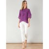 INSPIRE CHIC Women's Tie Neck 3/4 Sleeve Asymmetrical Hem Chiffon Blouse - 3 of 4