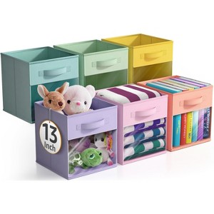 Sorbus 13 Inch 6 Pack Collapsible Fabric Storage Bins with Clear Window - for Organizing Clothes, Toys, Books, Shelves, Closets & more - 1 of 4