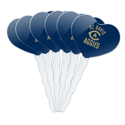 UC Davis Aggies Logo Heart Love Cupcake Picks Toppers Decoration Set of 6