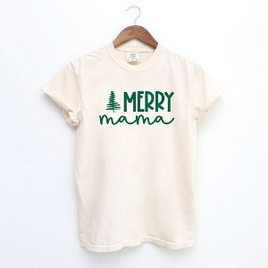 Simply Sage Market Women's Merry Mama Tree Short Sleeve Garment Dyed Tee - 1 of 4