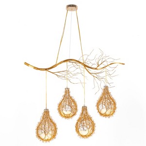 YIYIBYUS 8-Light Gold Creative Bird Nest Chandelier for Living Rooms Dining Room - 1 of 4