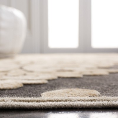 Stone and Beige Hand-Knotted Viscose Chenille Area Rug