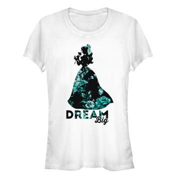 Juniors Womens Beauty and the Beast Belle Dream Big Floral Print T-Shirt