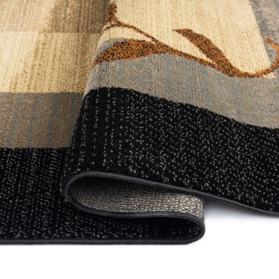 Royalty Clover Black and Blue Geometric Area Rug