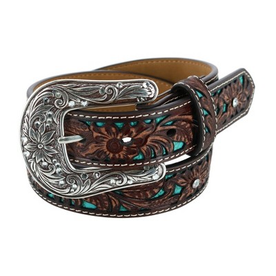 Ariat Girl's Western Belt With Turquoise Inlays, 22, Turquoise : Target