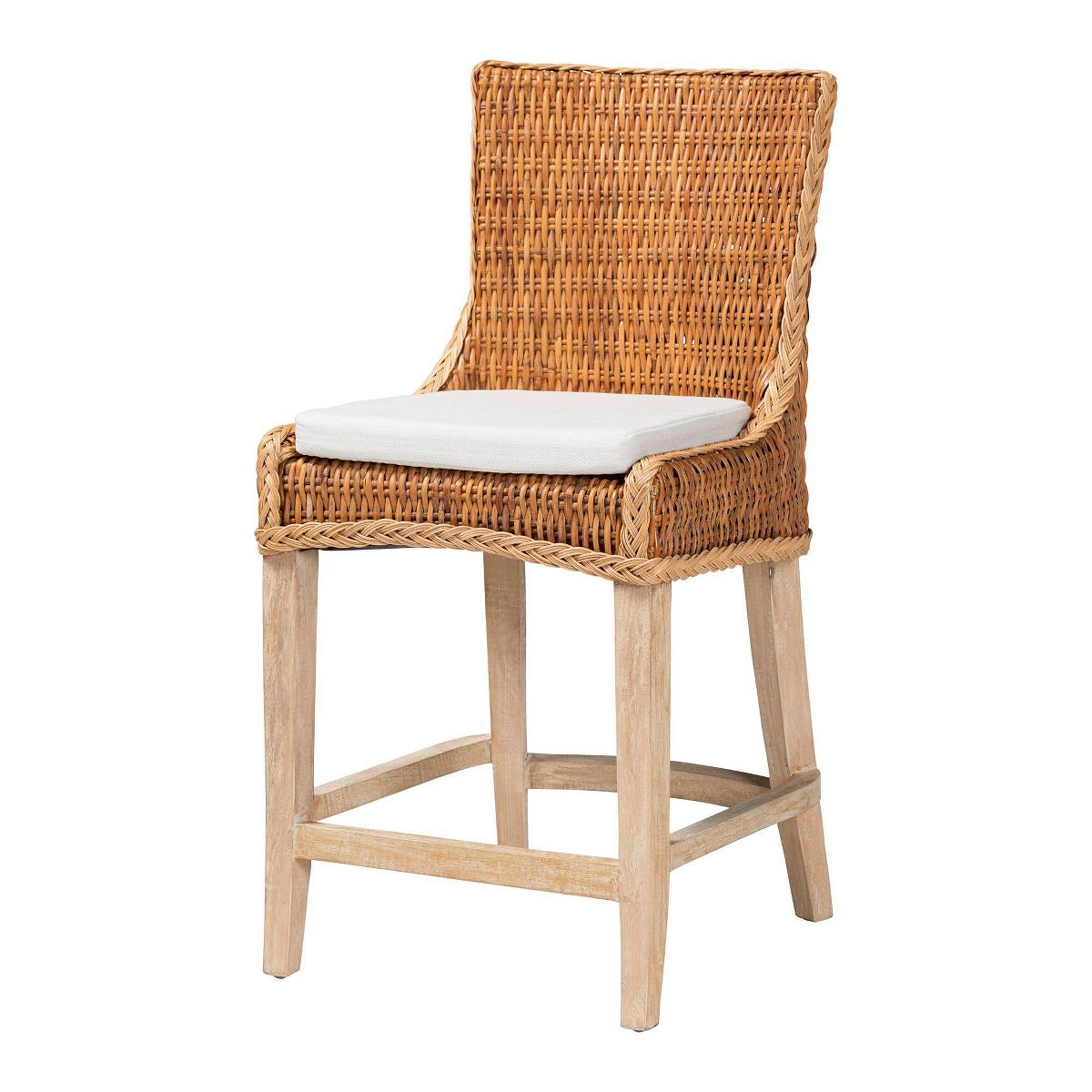bali & pari Derris Natural Rattan Counter Stool with Cushion Light Honey