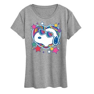 Women's - Peanuts - Snoopy Groovy Heart Short Sleeve Graphic T-Shirt - 1 of 4