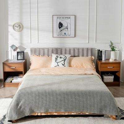 Safeplus nightstand Set of 2with Drawer and Shelves,Wood End Table Side Cabinet for Bedroom
