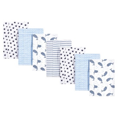 Hudson Baby Infant Boy Cotton Flannel Burp Cloths 7pk, Narwhal, One Size