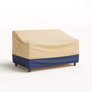 Costway Patio 60''x43'' 2-Seater Bench Loveseat Deep Sofa Cover Waterproof Handle Air Vent