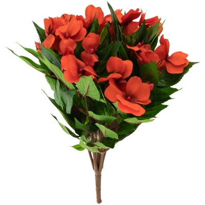 Allstate Floral 13.7" Red New Guinea Impatiens Artificial Floral Bush