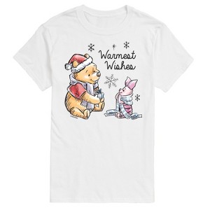 Men's - Winnie the Pooh - Pooh & Piglet Warmest Wishes Christmas Short Sleeve Graphic T-Shirt - 1 of 4
