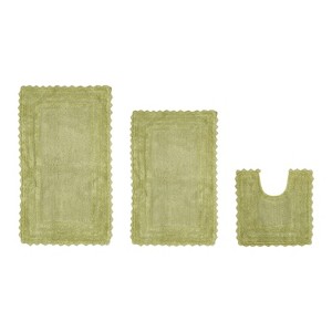 Lilly Crochet Collection 100% Cotton Tufted Reversible 3-Piece Bath Rug Set – Super Absorbent, Machine Washable Bathroom Mats with Crochet Pattern - 1 of 4