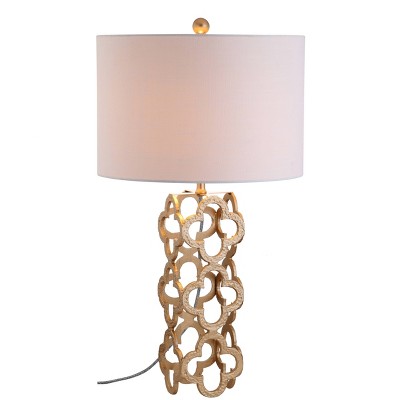 26.5" Metal Oliver Quatrefoil Table Lamp (Includes LED Light Bulb) Gold - JONATHAN Y: Elegant Modern Design, UL Listed, Linen Shade