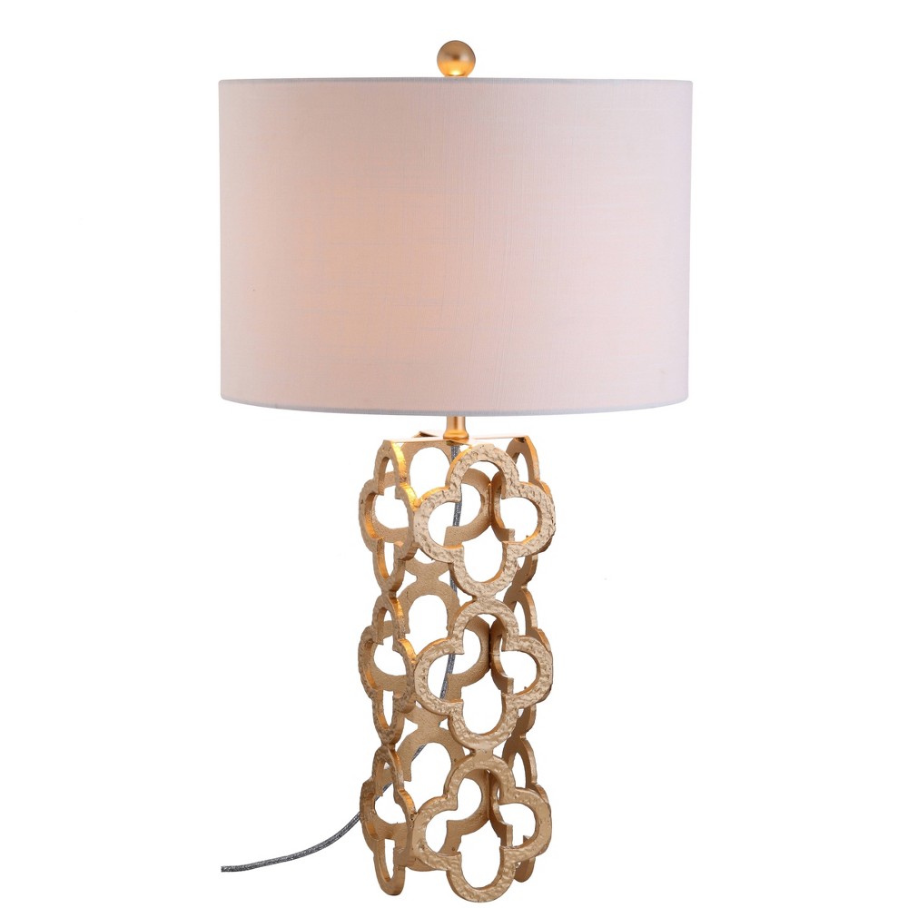 Photos - Floodlight / Street Light 26.5" Metal Oliver Quatrefoil Table Lamp  Gold (Includes LED Light Bulb)