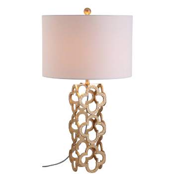 26.5" Metal Oliver Quatrefoil Table Lamp (Includes LED Light Bulb) Gold - JONATHAN Y