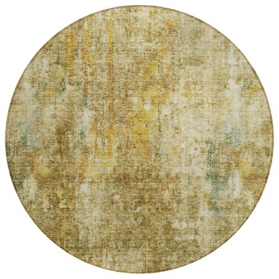 Brown Beige And Gold Abstract Washable Indoor Outdoor Area Rug