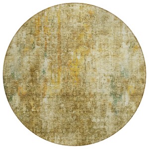 Brown Beige And Gold Abstract Washable Indoor Outdoor Area Rug - 1 of 4