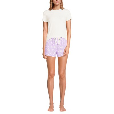 Lands' End Women's Knit Pajama Short Set Short Sleeve T-Shirt and Shorts