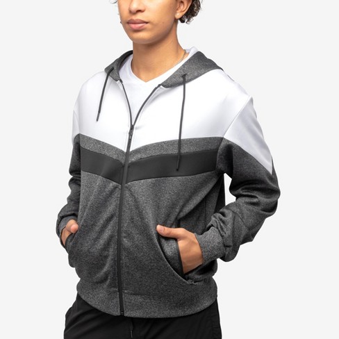 Cultura Men's Zip Up Hoodie Track Suit In Heather Charcoal/white