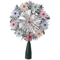 Northlight 7" Pre-Lit Silver Snowflake Starburst Christmas Tree Topper - Clear Lights