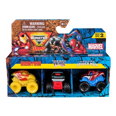 Monster Jam Marvel Mini Monster Truck and Thor Black Panther Iron Man Monster Truck Diecast Vehicle - 3pk