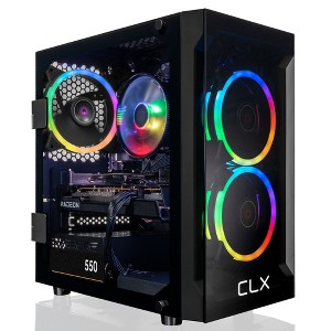 CLX SET Gaming PC TGMSETRXH2519BM - AMD Ryzen 7 5700X 3.4GHz 8-Core, 16GB DDR4, Radeon RX 6600 8GB, 500GB NVMe M.2 SSD, 2TB HDD, WiFi, Win 11 - 1 of 4