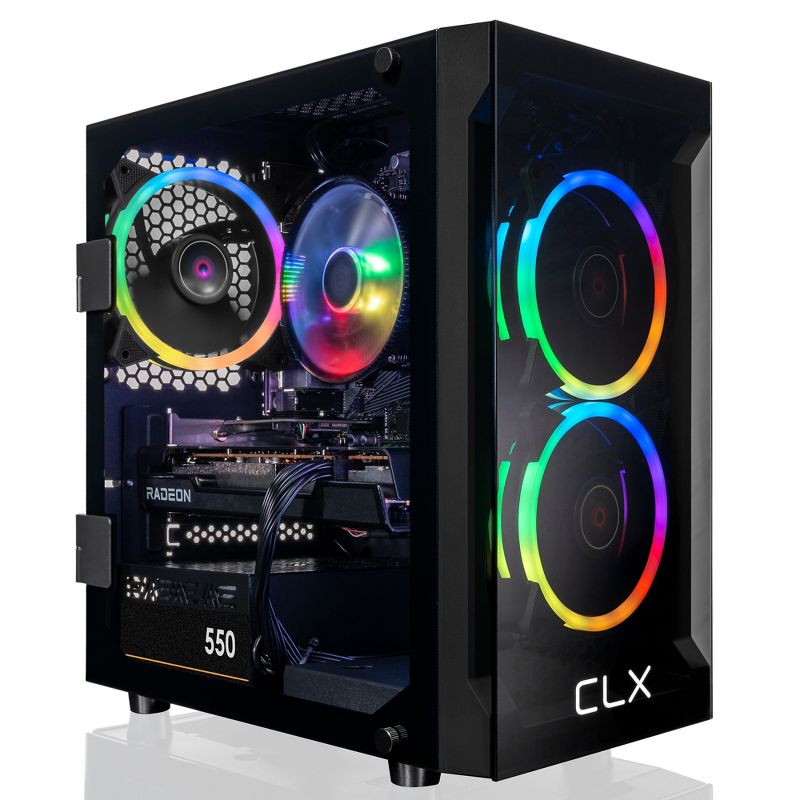 CLX SET Gaming PC TGMSETRXH2519BM - AMD Ryzen 7 5700X 3.4GHz 8-Core, 16GB DDR4, Radeon RX 6600 8GB, 500GB NVMe M.2 SSD, 2TB HDD, WiFi, Win 11, 1 of 7