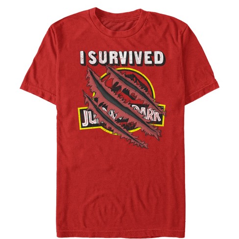 Men's Jurassic Park I Survived The Island, Raptor Claw Tear T-Shirt - image 1 of 4