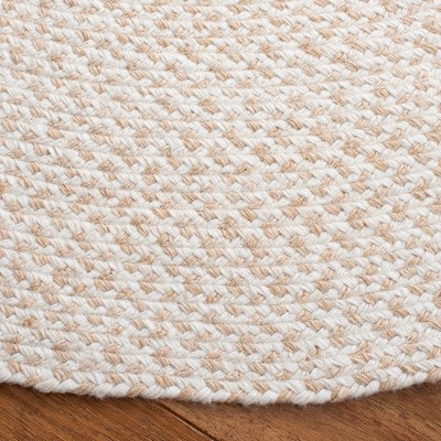 Ivory Round Braided Handwoven Synthetic Area Rug