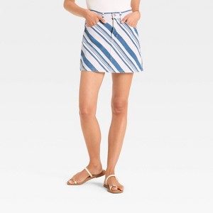 Women's Striped Denim Mini Skirt - Universal Thread™ Navy - 1 of 3