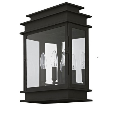 Princeton Classic English 3-Light Outdoor Wall Sconce in Black with Clear Glass