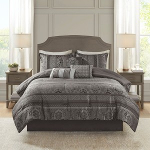 PAGED Comforter Set 7 Piece Jacquard Bedding Comforter Sets Elegant Bedding Set with Embroidered Decorative Pillows - 1 of 4