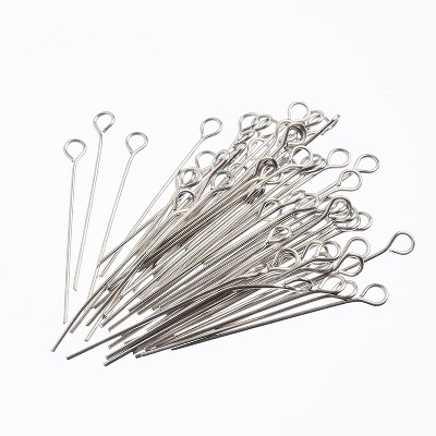 John Bead 100pcs (40mm) Stainless Steel Eye Pins Jewelry Findings Kit