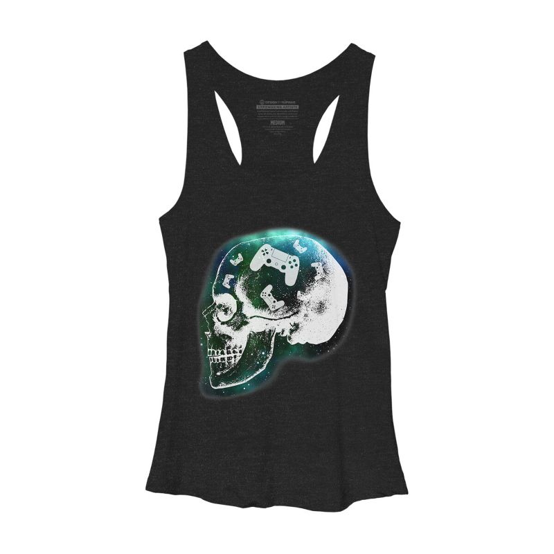 Women's Design By Humans Gaming Is Always In My Skull Mind By COVI Racerback Tank Top, 1 of 3