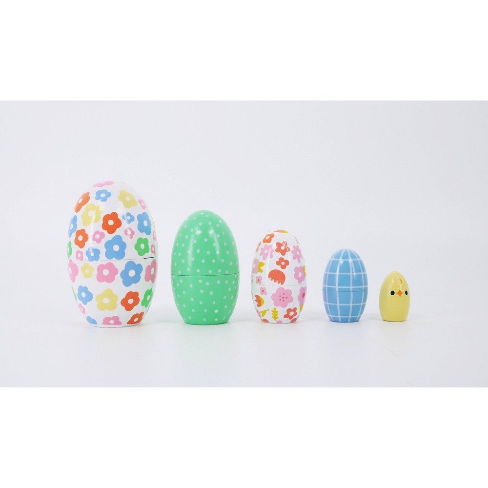 5ct Nesting Easter Eggs Wood - Spritz