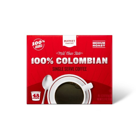 100% Colombian Medium Roast Coffee - Single Serve Pods - 48ct