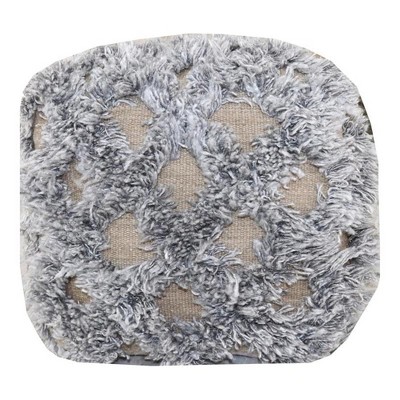 Moti Emma Ottoman 18" Comfort Farmhouse Fabric Pouf in Natural/Elegant Taupe